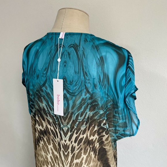 BOHO AUSTRALIA Blue Animal Print Beach Coverup - Picture 3 of 11